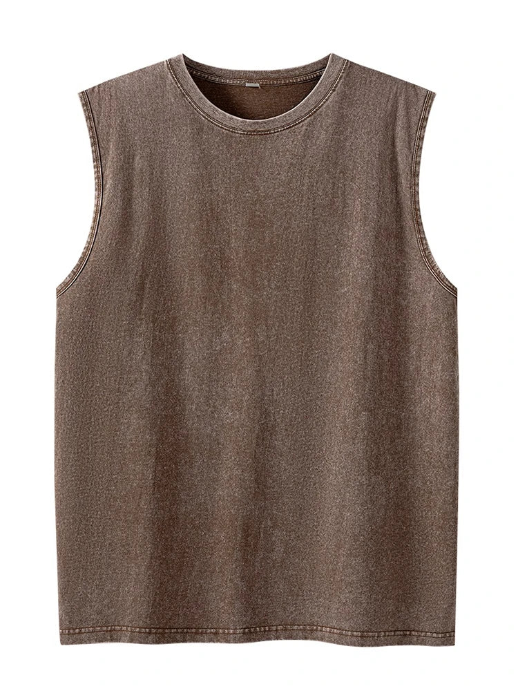 Men’s Washed Cotton Loose Sleeveless Tank Top
