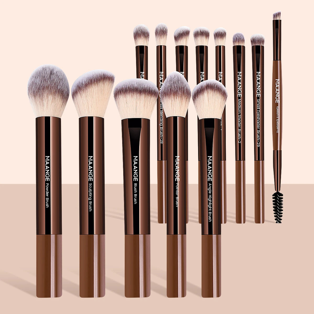 MAANGE 13PCS Cosmetic Brush Kit – Face, Blush, Eyeshadow & Kabuki Blending Makeup Tools