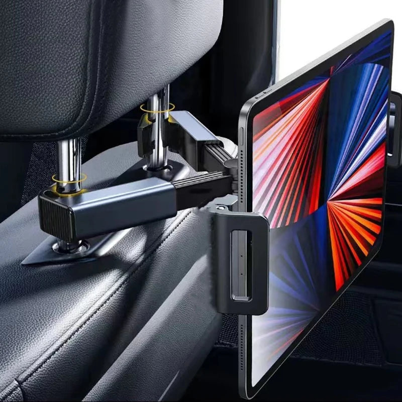 Car Back Seat Headrest Phone & Tablet Holder – Adjustable Stand for 4.7–12.9" Devices