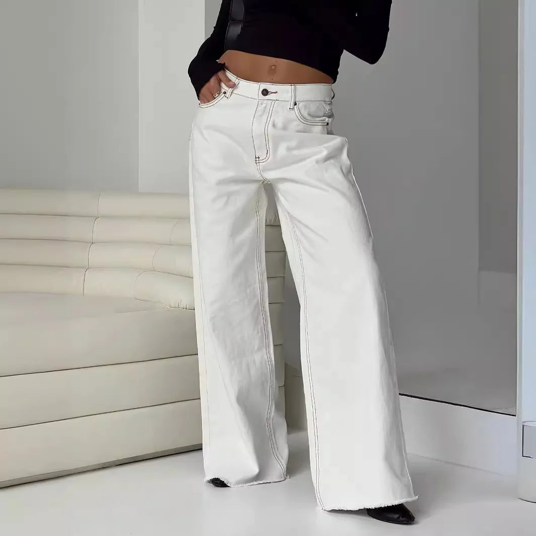 Korean-Style Casual Loose Wide-Leg Jeans for Women