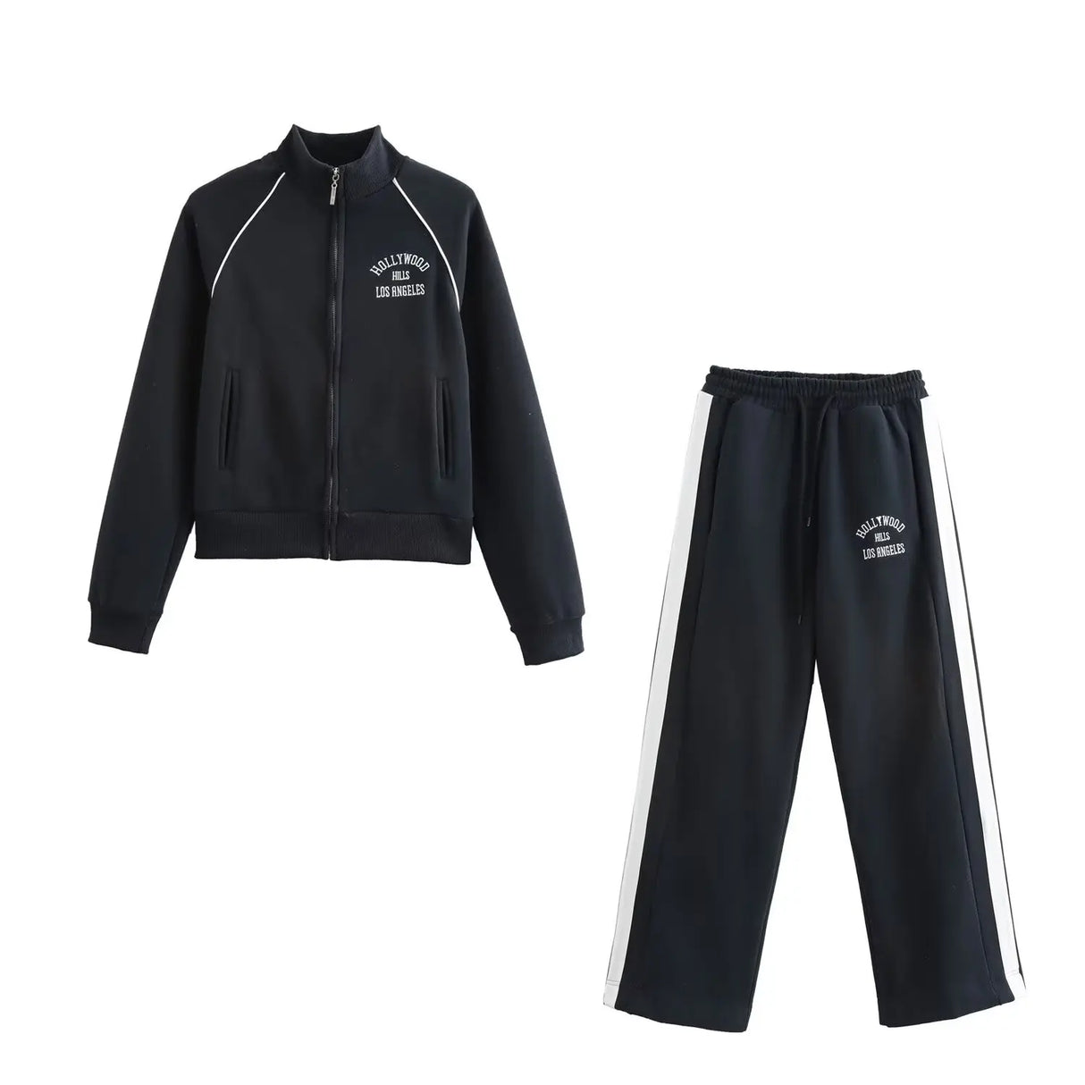 Velvet Two Piece Outfit for Women – Printed Zip Jacket and Casual Pants