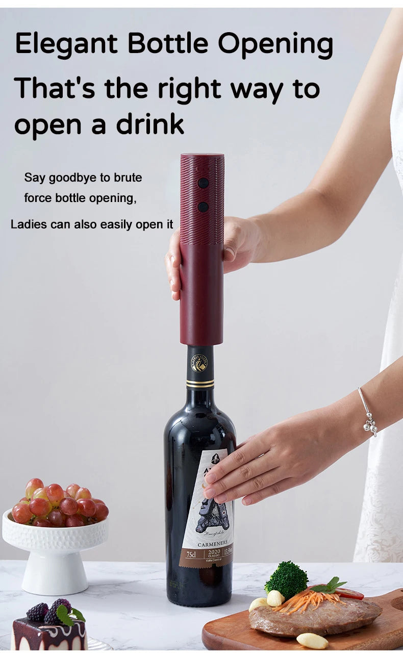Electric Wine Bottle Opener Automatic Rechargeable Corkscrew with Charging Base – Kitchen Wine Accessories