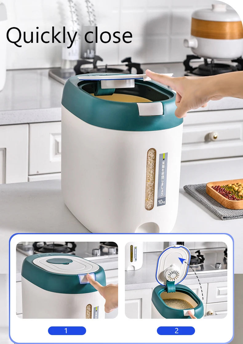 XIAOGUI 5KG/10KG Rice Dispenser – Airtight Kitchen Storage Container for Rice, Cereal & Dry Foods