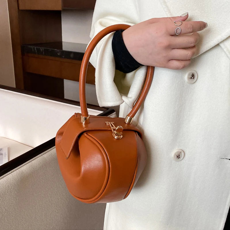 Stylish Round Ball PU Leather Mini Shoulder Handbag