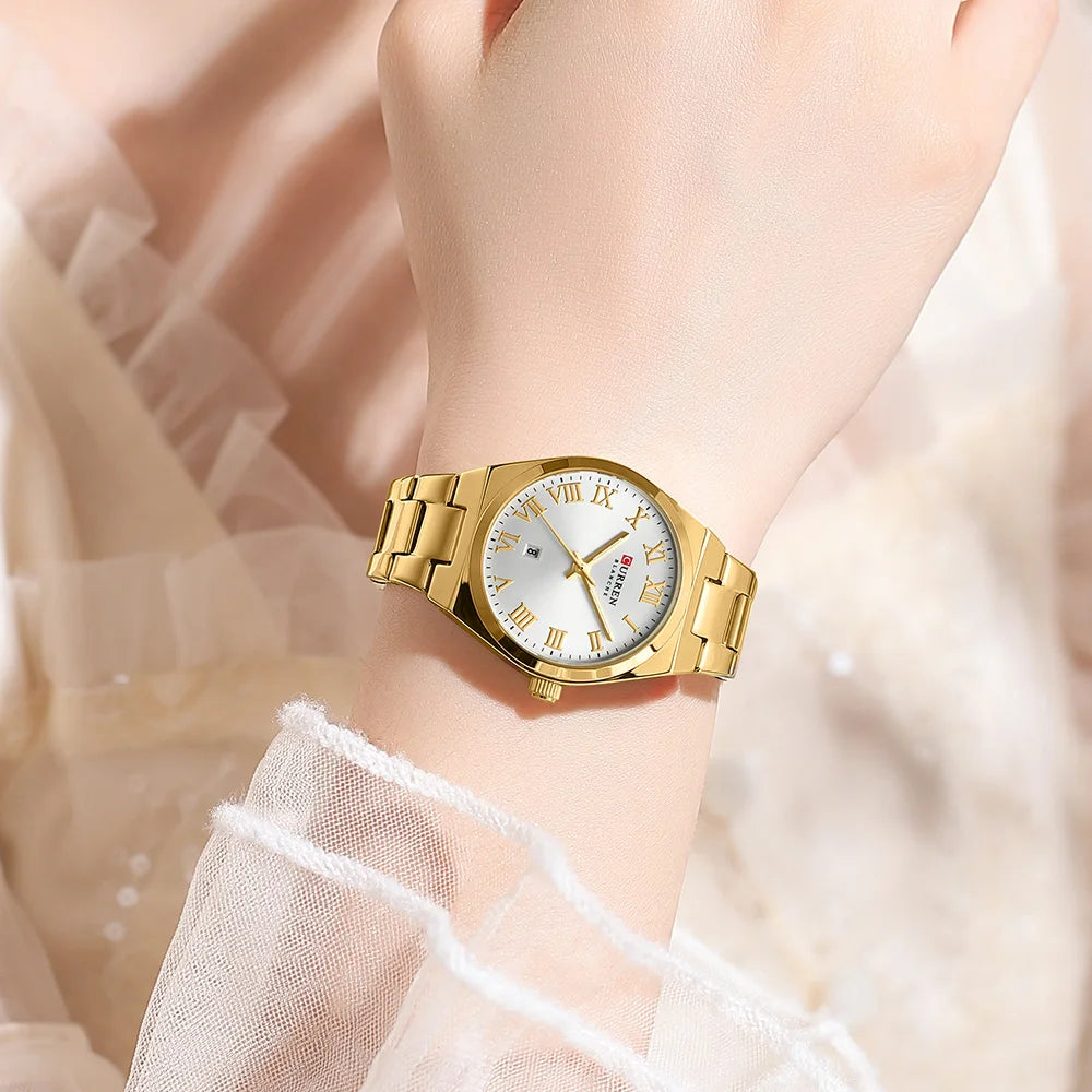 Women’s Small Face Watch – Stainless Steel Analog Quartz Watch with Calendar | Waterproof Ladies Wristwatch