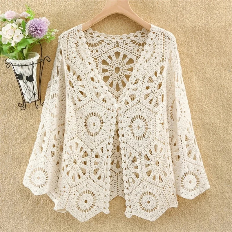 Women’s 2025 Lace Hollow Out Knitted Top