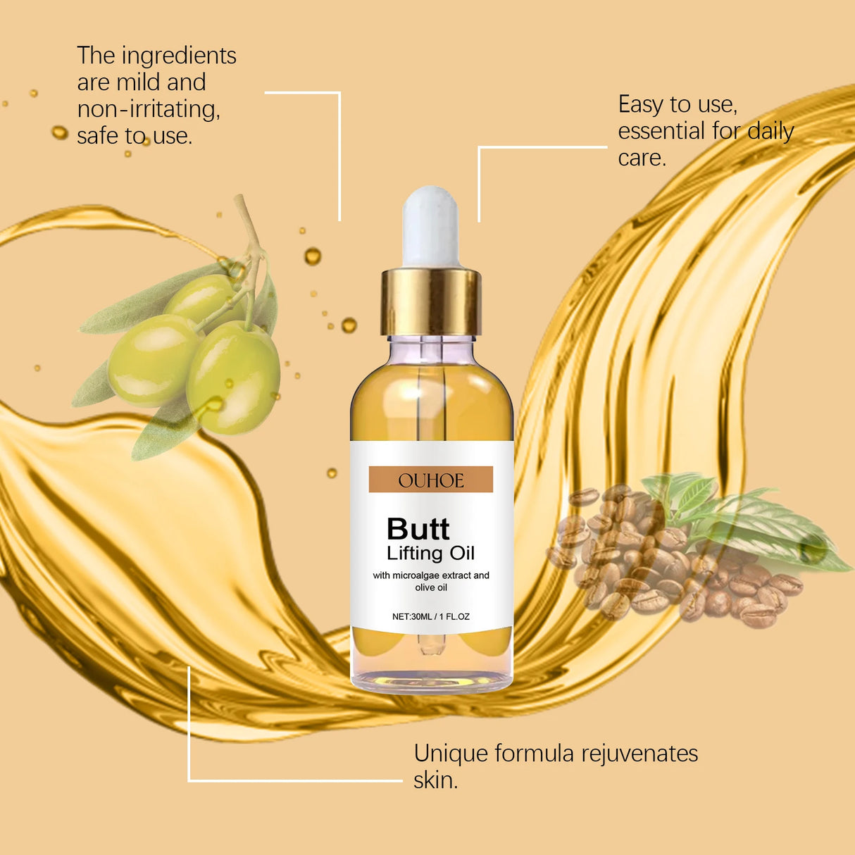Buttock Enlargement Oil – Natural Hip Lifting & Firming Growth Serum