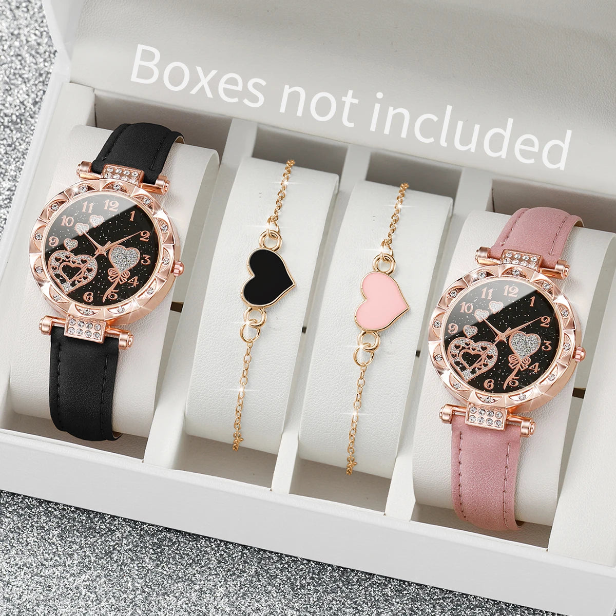 4PCS Women’s Watch & Bracelet Set – Elegant Quartz Wristwatch Gift for Women (Without Box)