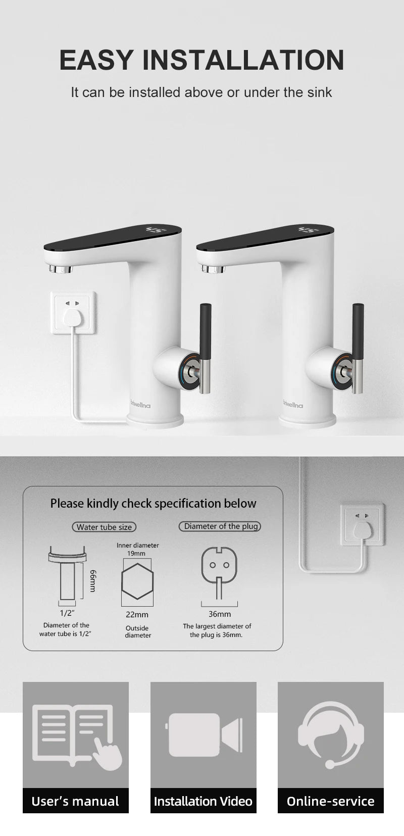 Briwellna Electric Water Heater Faucet 220V – Instant Tankless Kitchen Heating Tap