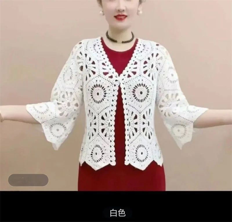 Women’s 2025 Lace Hollow Out Knitted Top