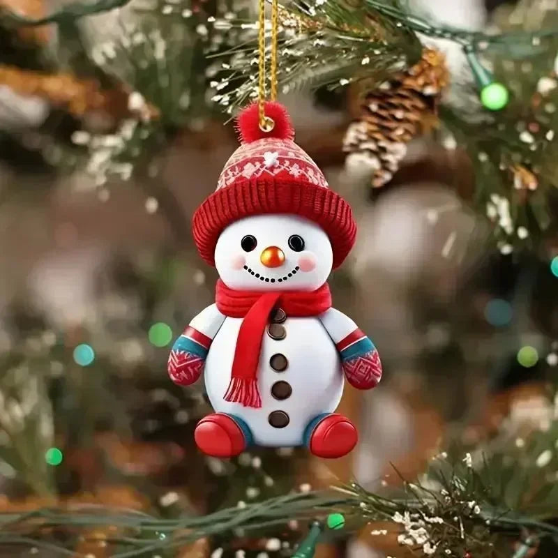 2D Acrylic Christmas Snowman Pendant – Cartoon Hanging Ornament for Tree, Home, Garden & Party Decoration (2025)