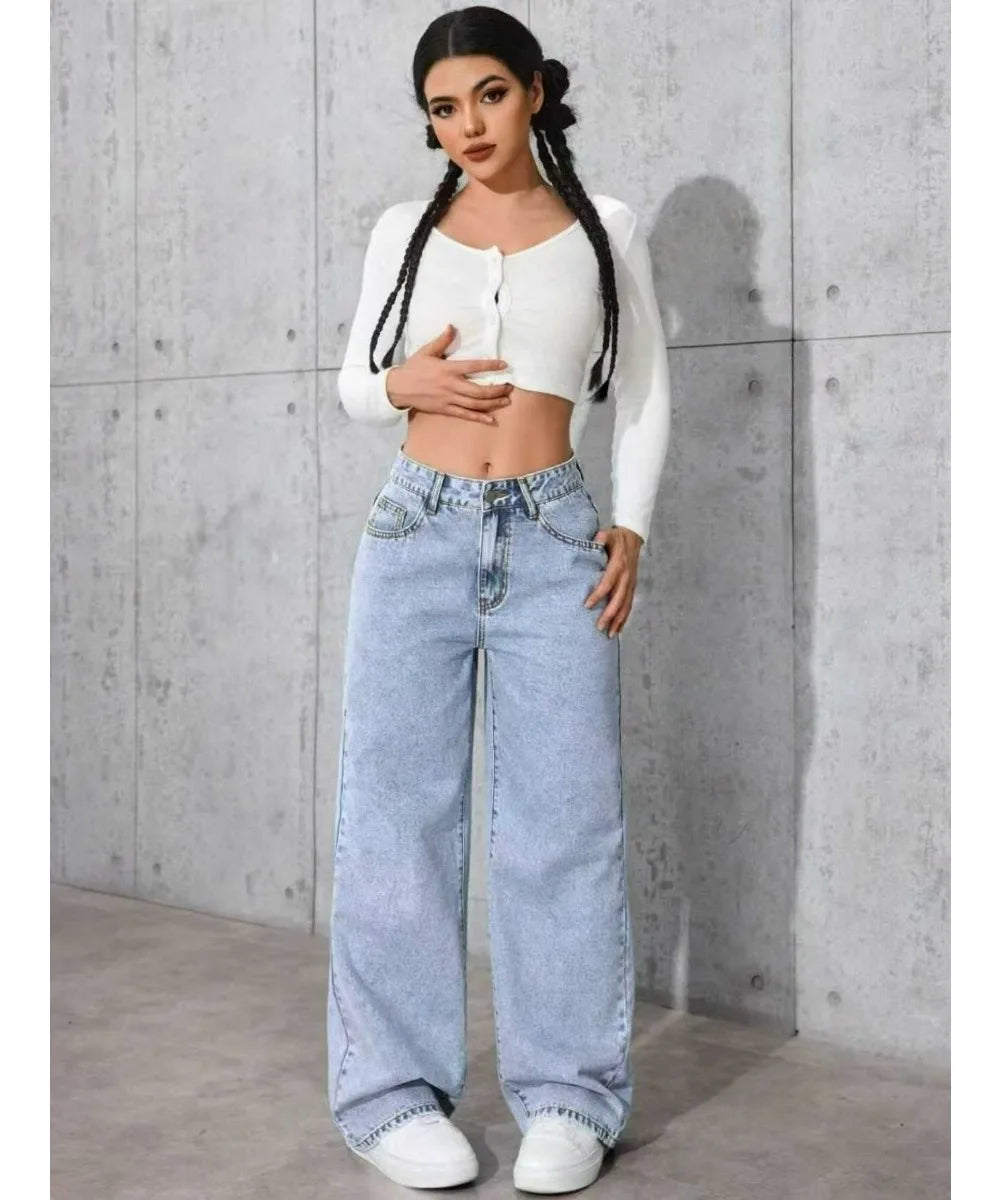 Women’s Wide-Leg Straight Denim Jeans