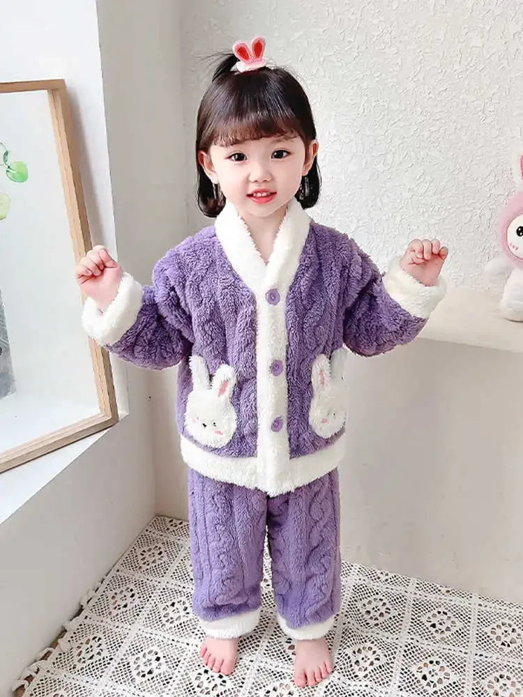 Autumn and Winter Children Pajamas | Warm Kids Sleepwear Set