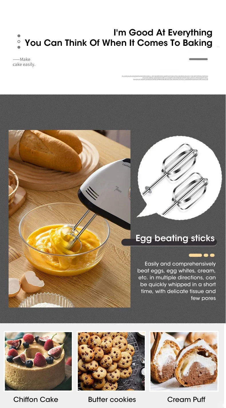 Handheld 7-Speed Automatic Electric Mixer | Multi-Functional Egg, Cream & Dough Mixer for Baking and Home Kitchen Use