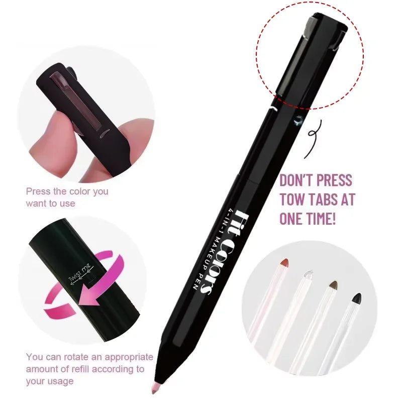 4-in-1 Silky Eye Shadow Eyeliner Pen – Waterproof, Sweat-Resistant Long-Lasting Eye Makeup | Easy-Apply Eye Cosmetics