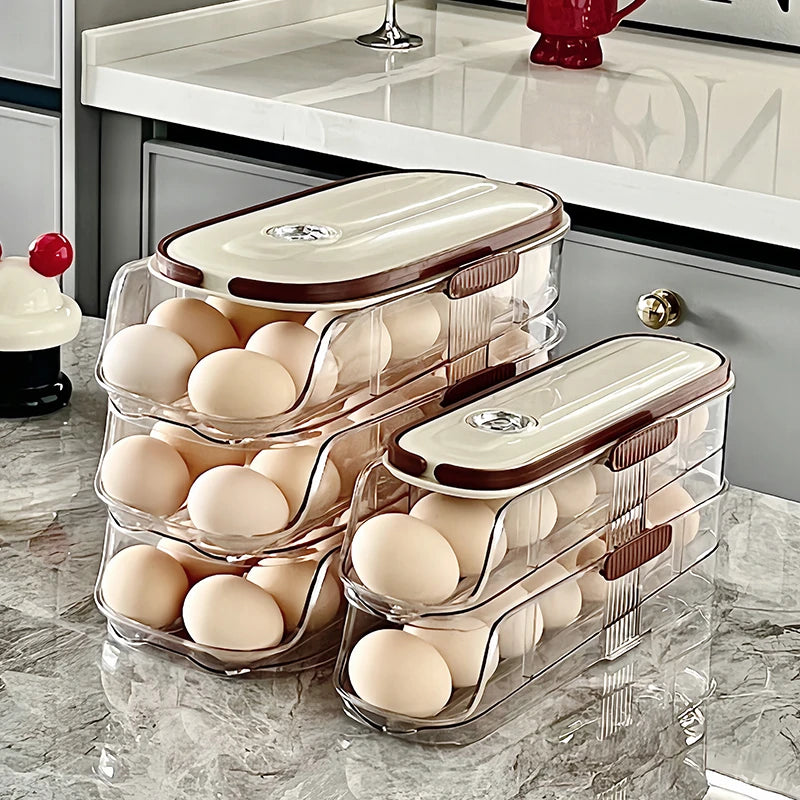 Refrigerator Egg Organizer – 1PCS Sliding Automatic Egg Roller Storage Carton