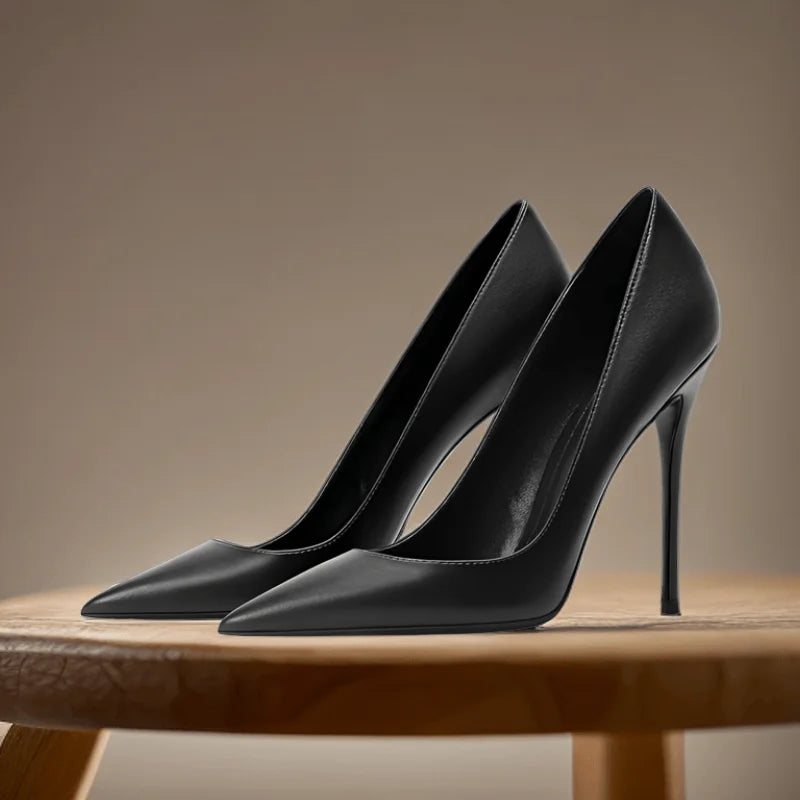 Women's Brown Leather - Corporate Pointed High Heels