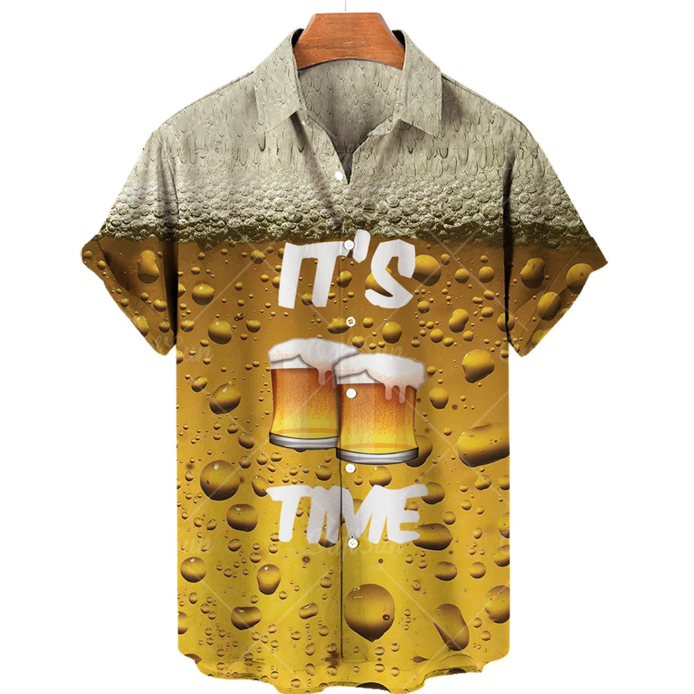 Men’s Beer Print Hawaiian Shirt