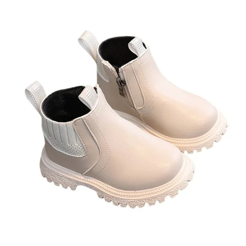 Kids Winter Leather Short Boots