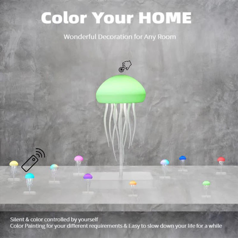 Wireless Jellyfish Rechargeable LED Desk Lamp – Multi-Color Mood Light for Bedroom & Office