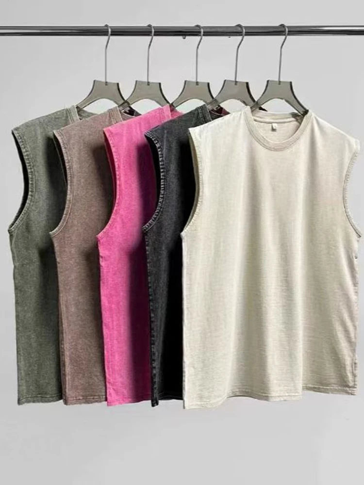 Men’s Washed Cotton Loose Sleeveless Tank Top