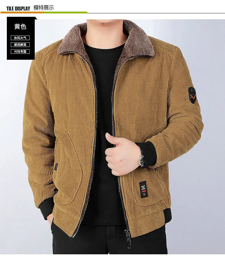 Men’s 2025 Winter Velvet-Thickened Corduroy Jacket