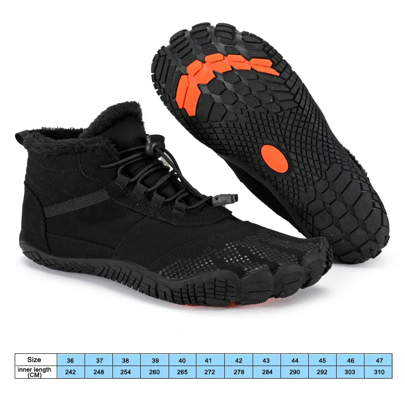 Winter Snow Boots for Men & Women – Warm Fur Lined Barefoot Ankle Boots | Casual Outdoor Work Shoes for Cold Weather