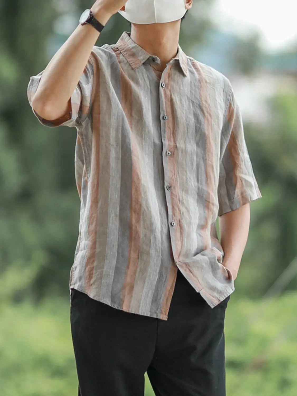 Men’s Elegant Striped Long Sleeve Shirt