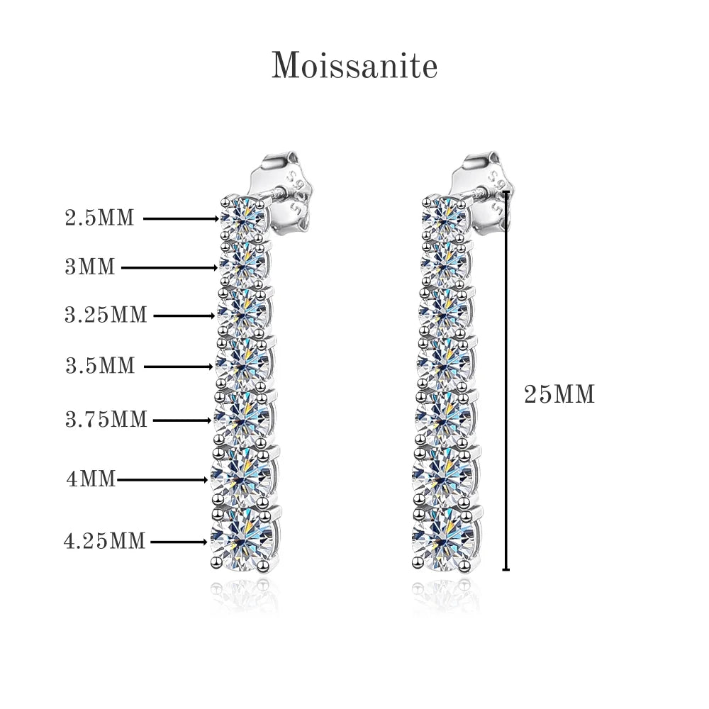 OEVAS 925 Sterling Silver Moissanite Earrings – 2.82CT Long Tassel Diamond Earrings | Sparkling Luxury Party Jewelry for Women