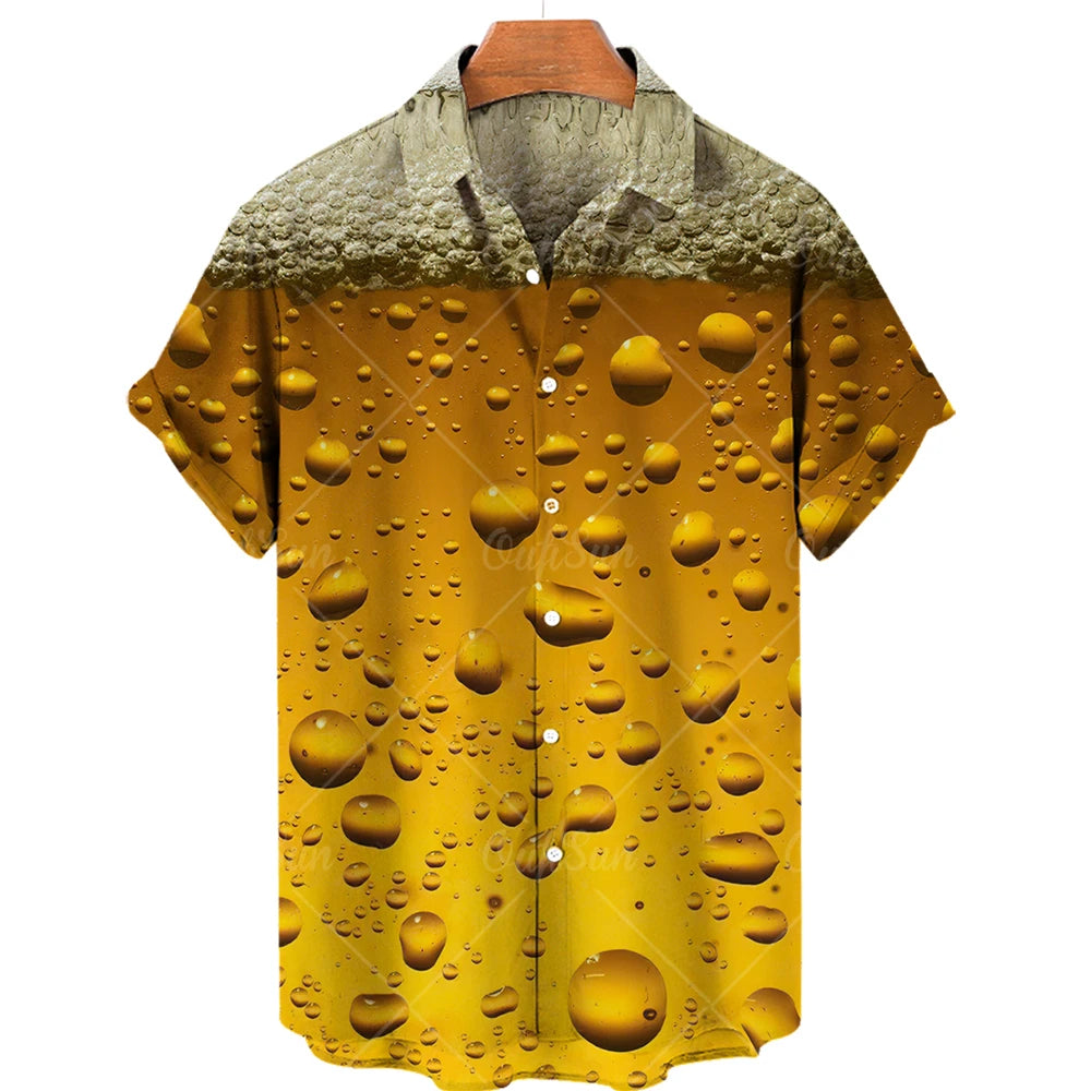 Men’s Beer Print Hawaiian Shirt