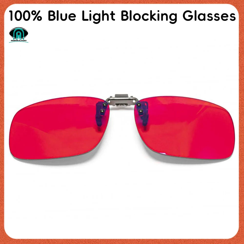 Clip-On Blue Light Blocking Glasses – 100% Red Lens Anti-Fatigue Detachable Filter for Gaming & Computer Use