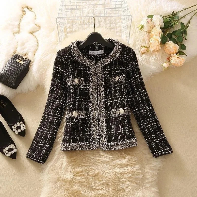Women’s Tweed Jacket Spring – Trendy Short Tweed Coat Cardigan | Elegant Small Fragrant Ladies Jacket