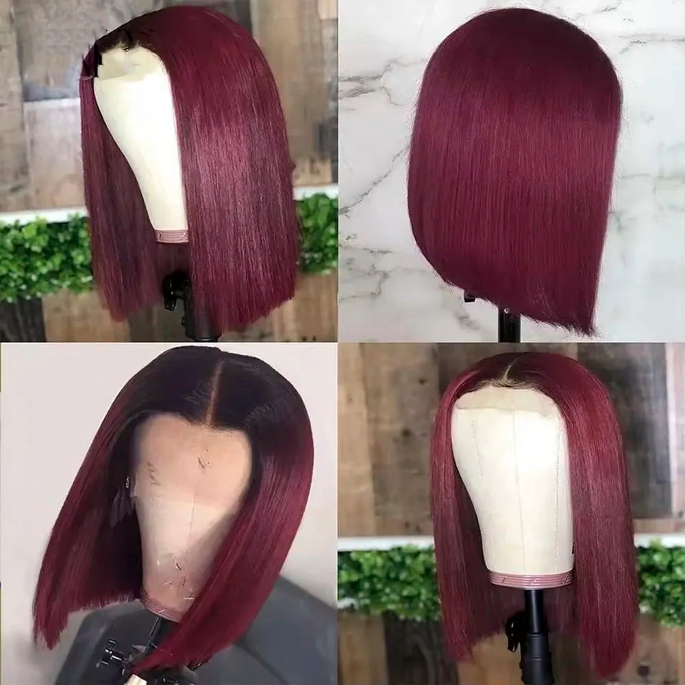 8 - 16 Inches Human Hair Bob Wig & Lace Frontal