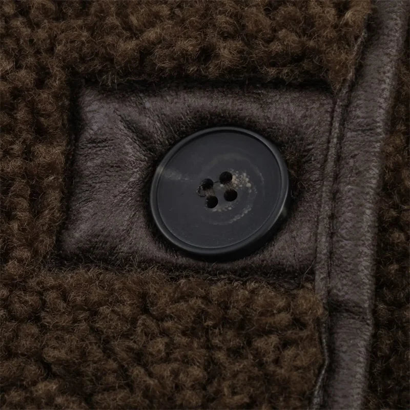 Women’s Reversible Autumn Jacket – Fur & Leather Overcoat | Corduroy Leather Coat Stylish Warm Outerwear