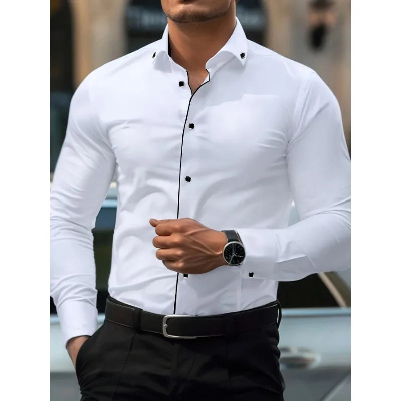 Men’s Elegant Striped Long Sleeve Shirt