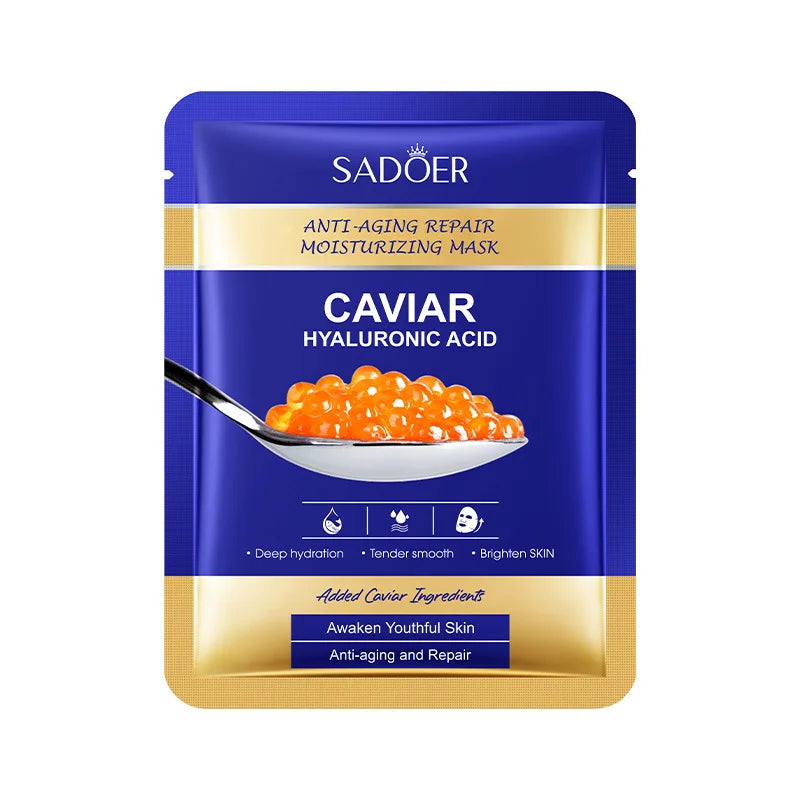 5pcs SADOER Caviar Hyaluronic Acid Facial Masks - Moisturizing and Brightening