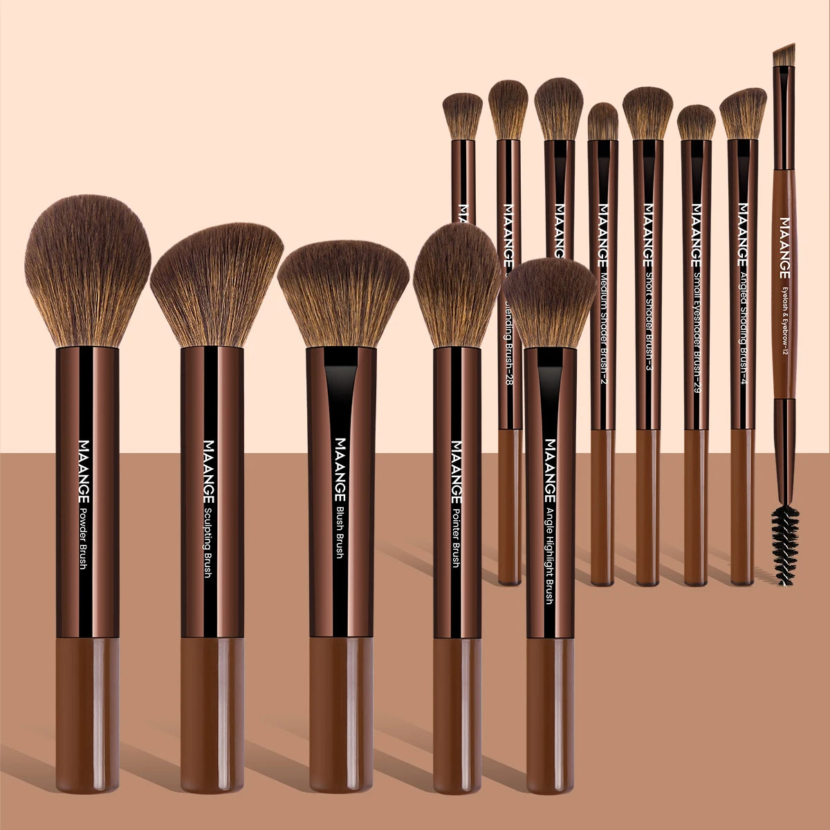 MAANGE 13PCS Cosmetic Brush Kit – Face, Blush, Eyeshadow & Kabuki Blending Makeup Tools