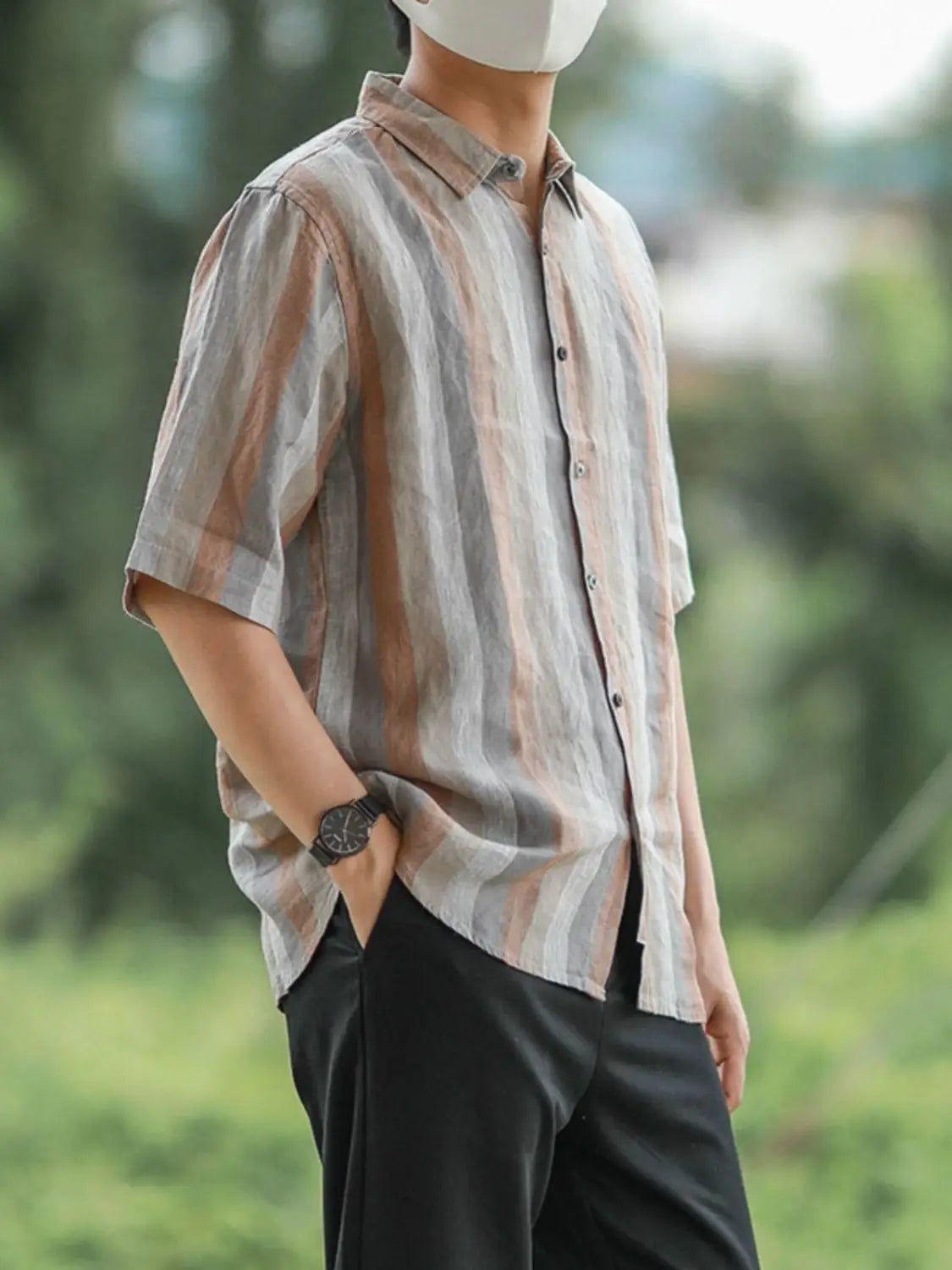 Men’s Elegant Striped Long Sleeve Shirt