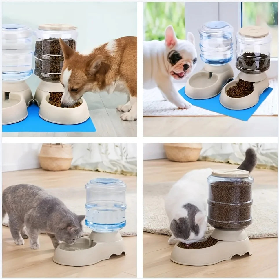 Distributeur automatique de nourriture et d'eau pour animaux – Station d'alimentation grande capacité pour chiens et chats