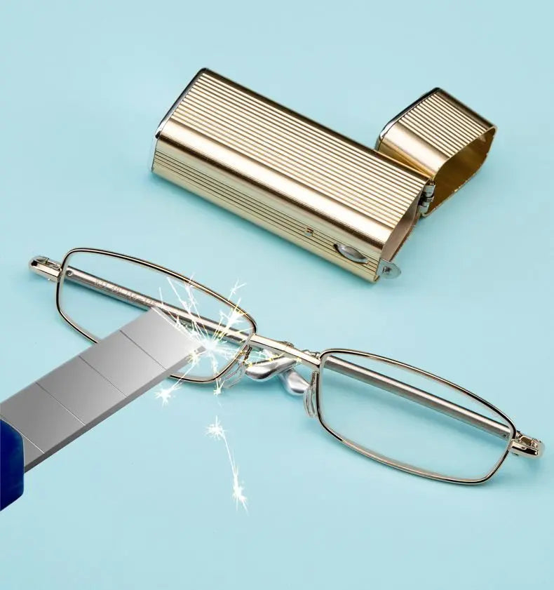 Crystal Glass Reading Glasses – Portable Folding HD Readers for Men & Women