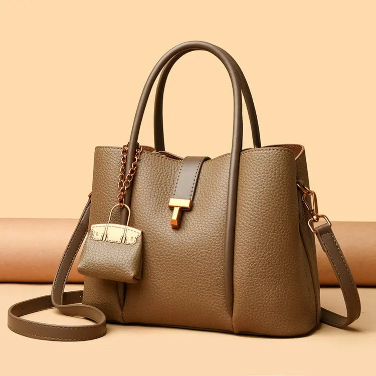 Stylish Women’s Leather Handbag with Zippered Compartment
