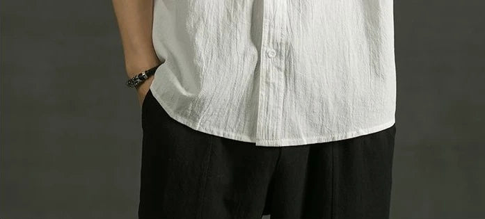 White Linen Cotton Half Sleeve Men’s Shirt