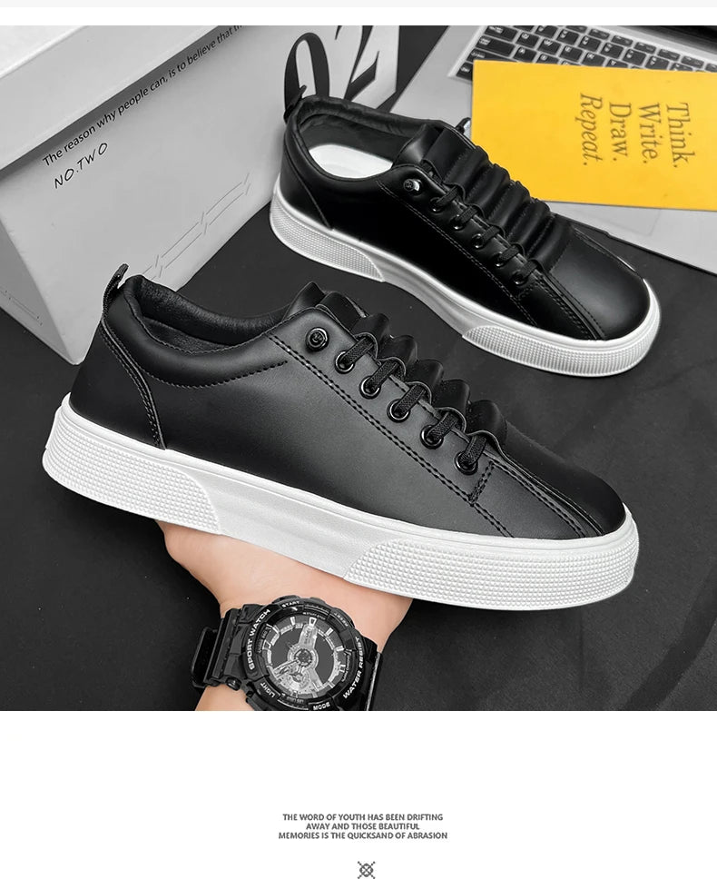 Men’s Casual Lightweight PU Leather Sneakers