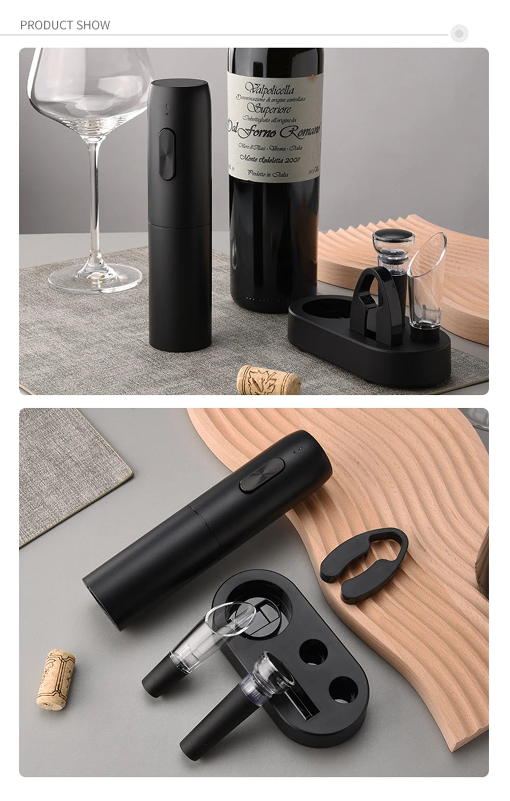Electric Wine Bottle Opener Automatic Rechargeable Corkscrew with Charging Base – Kitchen Wine Accessories
