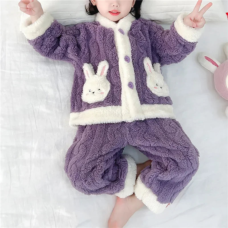 Autumn and Winter Children Pajamas | Warm Kids Sleepwear Set