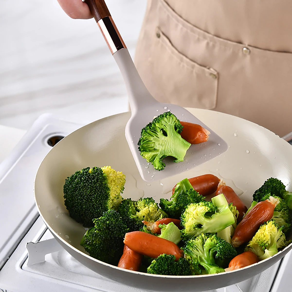 8PCS Silicone Kitchen Utensil Set – Heat-Resistant Cooking Tools with Storage Rack