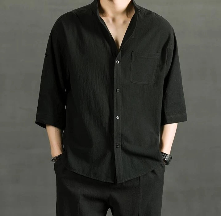 White Linen Cotton Half Sleeve Men’s Shirt