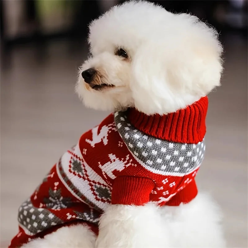 Christmas Pet Sweater for Dogs & Cats – Knitted Wool Holiday Sweater for Bichon, Corgi & Small Pets