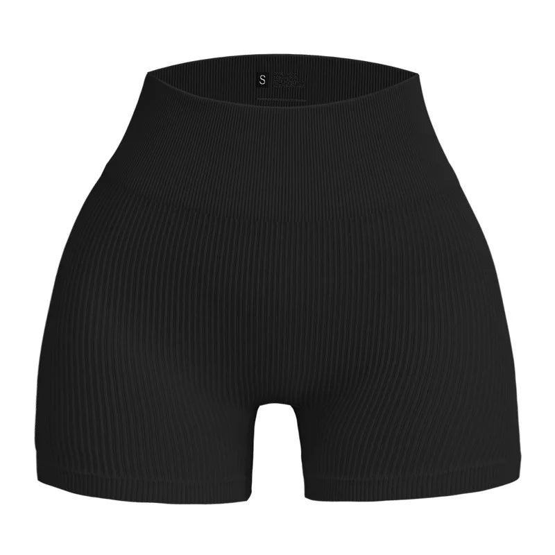 Ribbed Yoga Shorts for Women – High Waist Shaping Sportswear