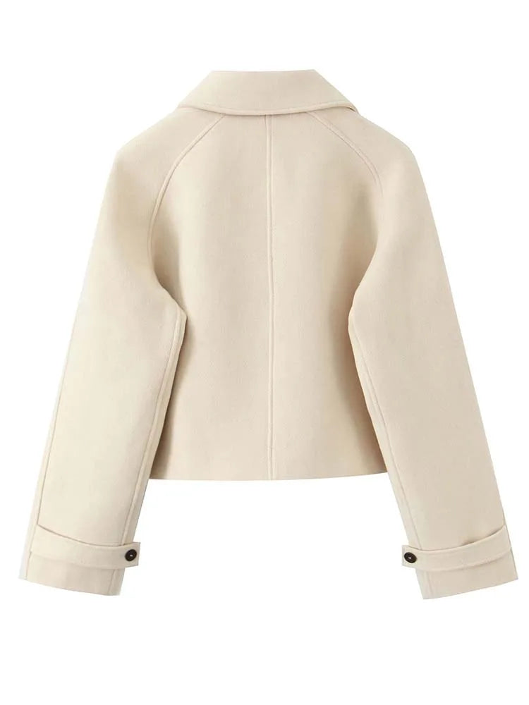 Women’s 2025 Autumn Winter Fashion Jacket – Elegant Lapel Long Sleeve Coat with Button Decoration | High Street Style New Arrival